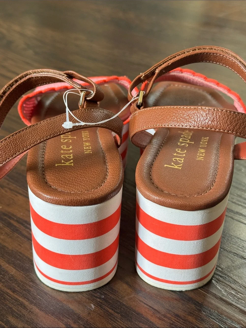kate spade Pink and Brown Striped High Rise Platform